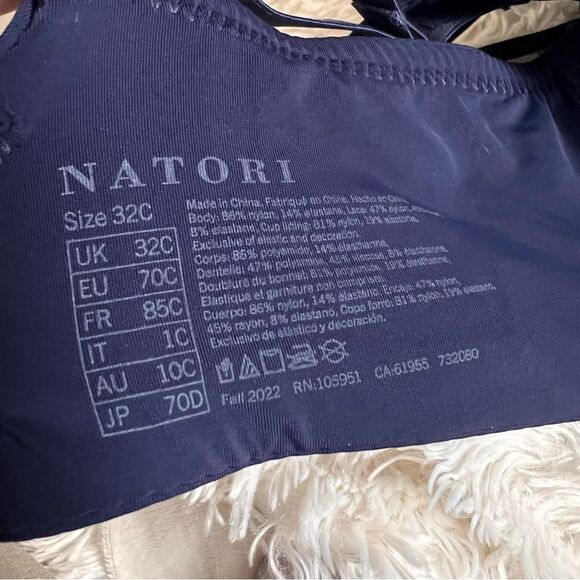 NATORI Pure Luxe Custom Coverage Contour Underwire Bra in Navy 32C NEW - Picture 4 of 5